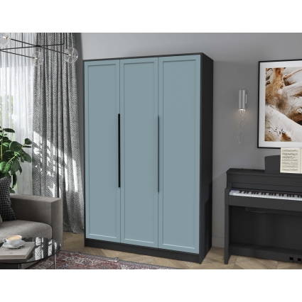 Шкаф распашной Тренд КТ-Ш3 (Антрацит ЛДСП/ Океан ЛМДФ) Ш1360 В2128 Г547 Шкаф распашной Тренд КТ-Ш3 (Антрацит ЛДСП/ Океан ЛМДФ) Ш1360 В2128 Г547